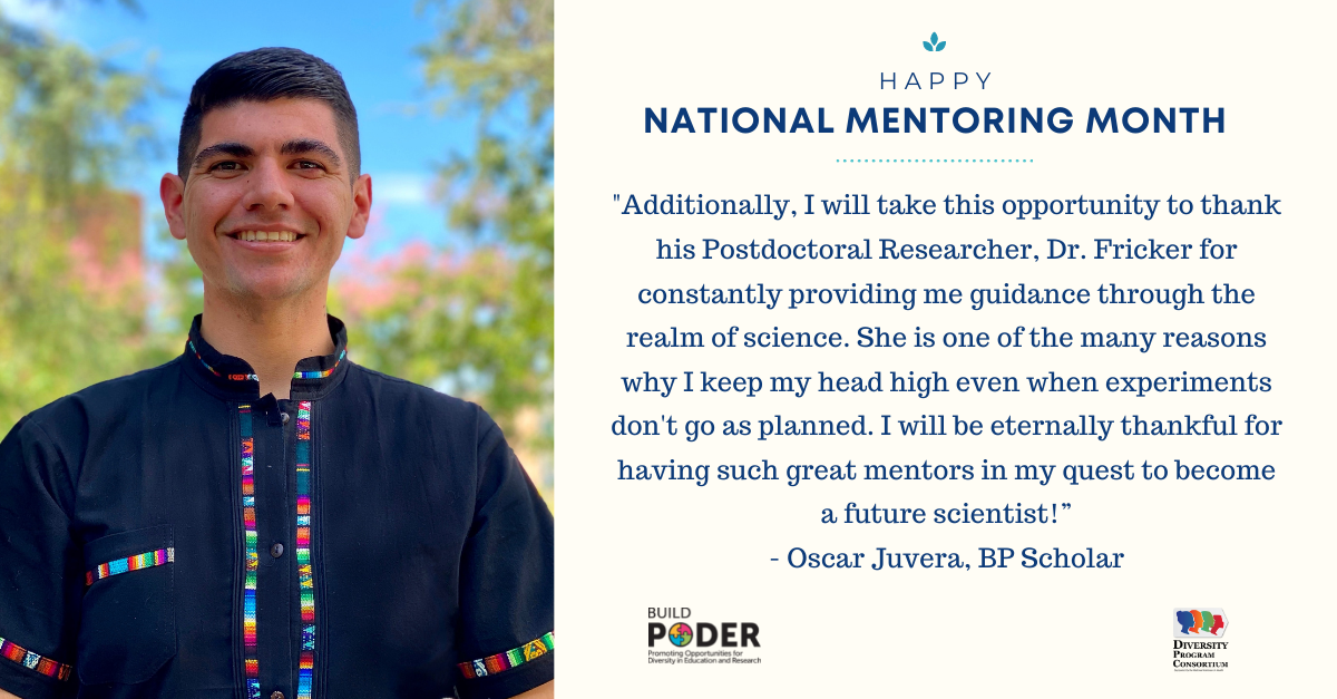 “Additionally, I will take this opportunity to thank his Postdoctoral Researcher, Dr. Fricker, for constantly providing me guidance through the realm of science. She is one of the many reasons why I keep my head high even when experiments don’t go as planned. I will be eternally thankful for having such great mentors in my quest to become a future scientist!” – Oscar Juvera